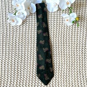 Hugo Boss Neck Tie Green Silk Green Geometric Made In Italy 57”